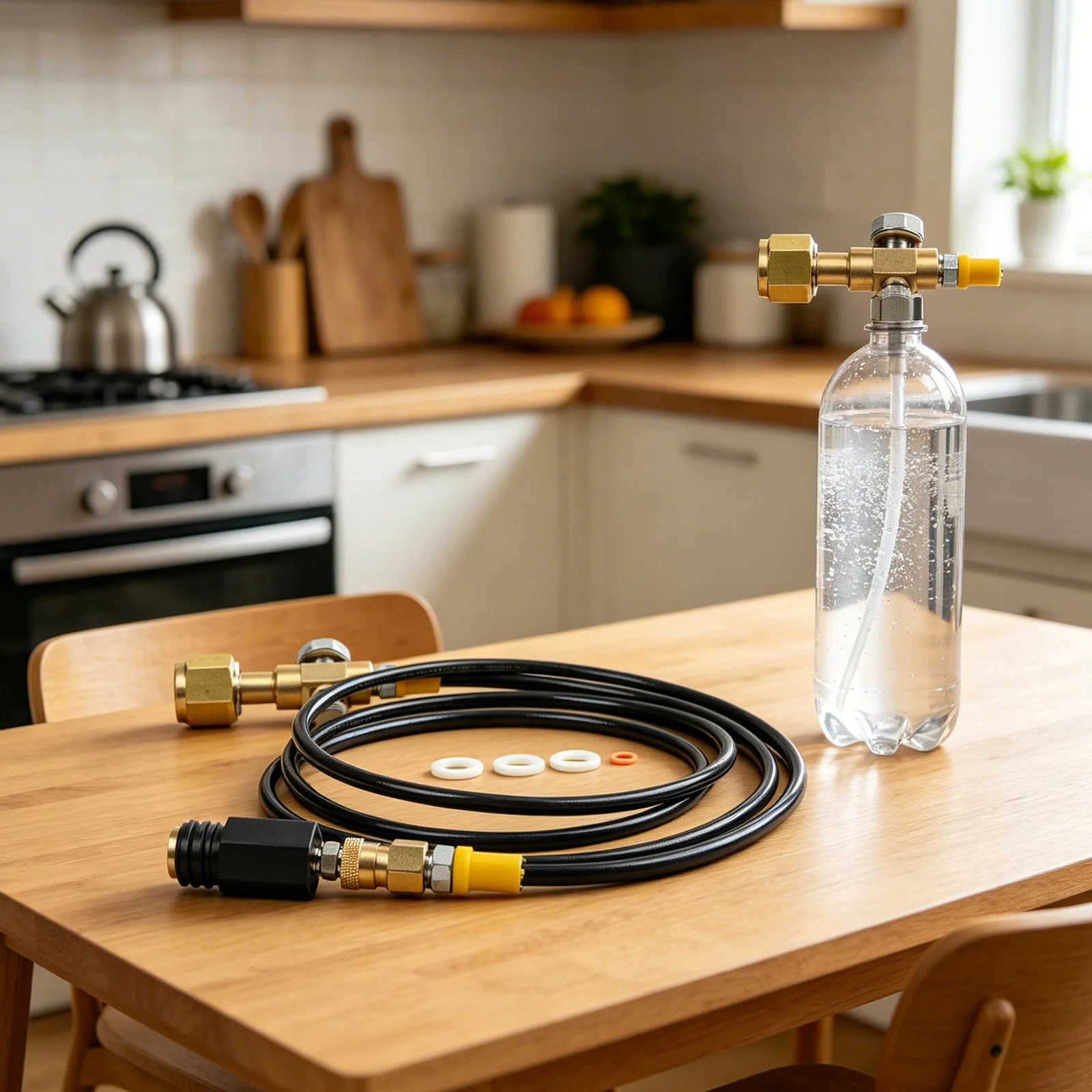 Refill Adapter Hose Kit with CGA320 Cylinder Valve and for Quick Connect Featuring 2 Meter Flexible High Pressure Tube