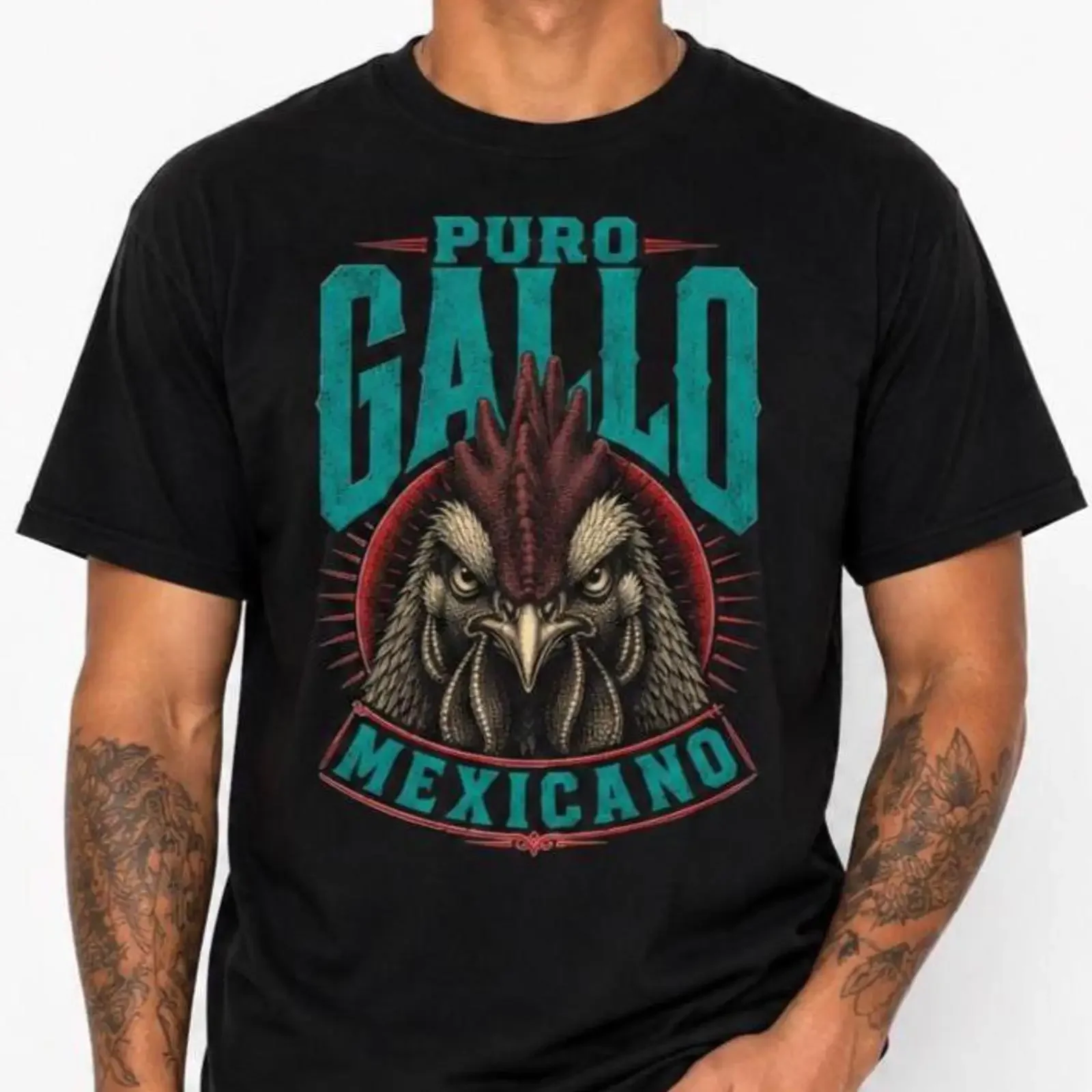 Puro Gallo Mexicano Vintage Rooster T Shirt Chicano Mexican Pride Latino Streetwear vintage Washed Versatile