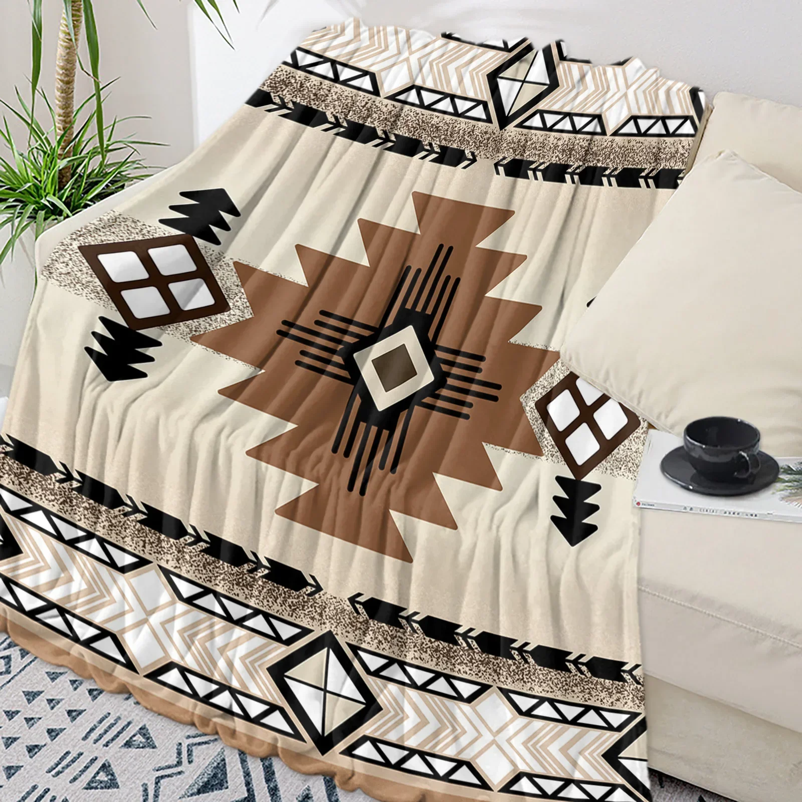 Indian Geometry Graphics Throws Blankets for Sofa Bed Winter Soft Plush Warm Sofa Throw Blanket Holiday Gifts