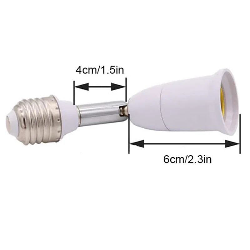 2-pak E26 do E26 przedłużacz gniazdo elektryczne 4.4 ”/14CM E26 E27 konwerter żarówki średniej podstawy Max 60W 360 stopni