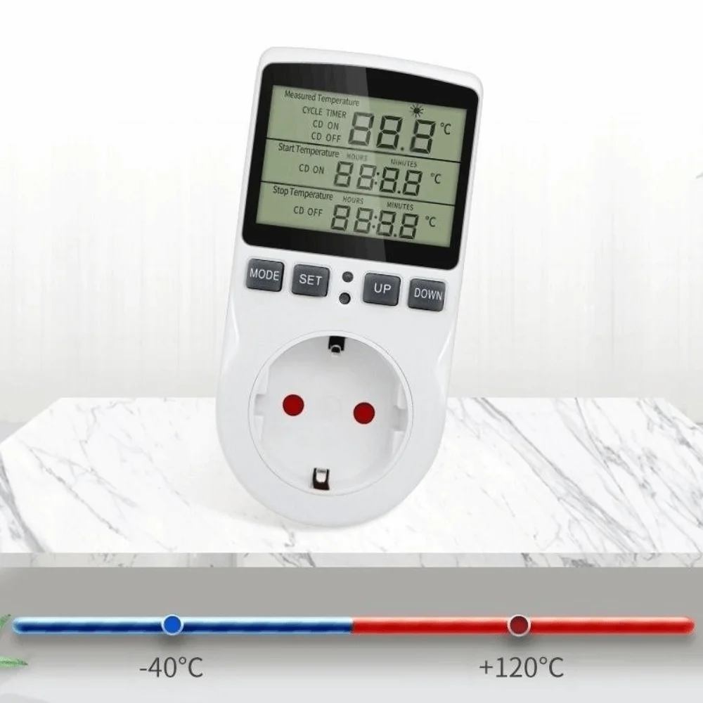 Display digital temporizador soquete sensor sonda design compacto termostato digital temporizador interruptor tomada controlador de temperatura