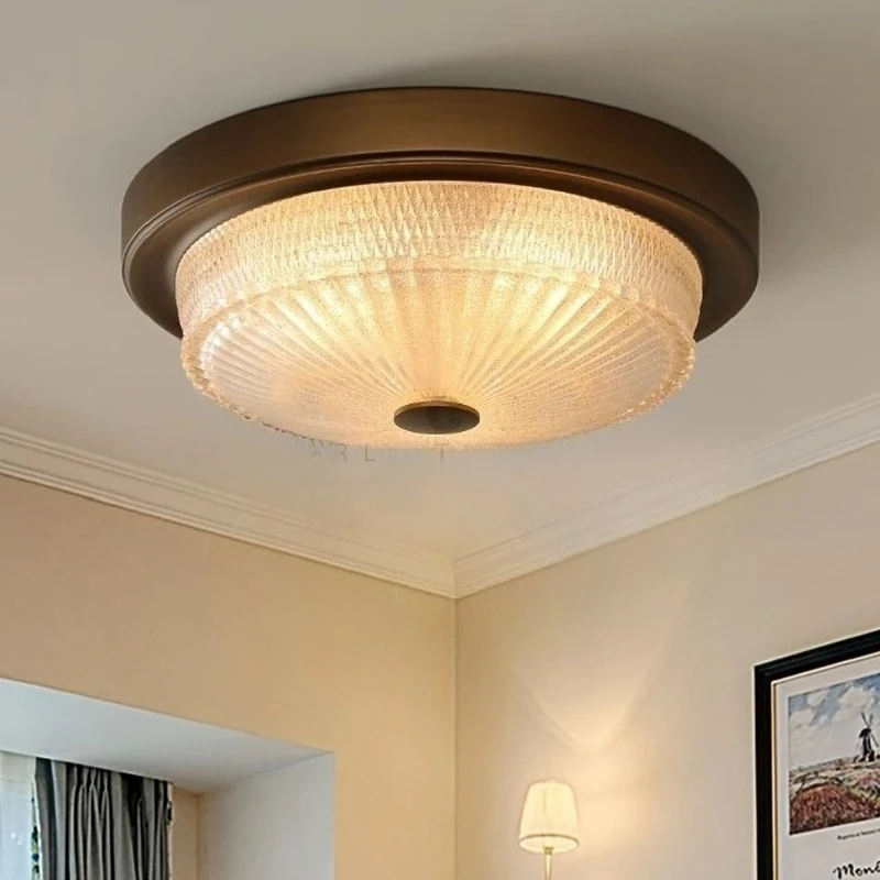 American Black/brown Wrought Iron LED Ceiling Light White Frosted Glass Lampshade Living Room Bedroom Kitchen Hotel Hanging Lamp