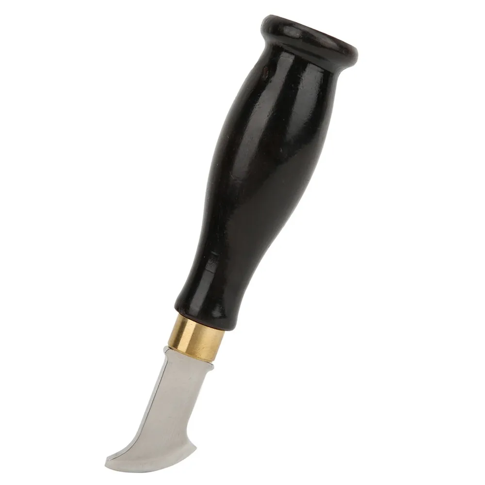 Fan-Shaped Head Leather Edge Creaser Stainless Steel Body Black Wood Handle Edge Marking Tool Sandalwood Handle Creasing Tool