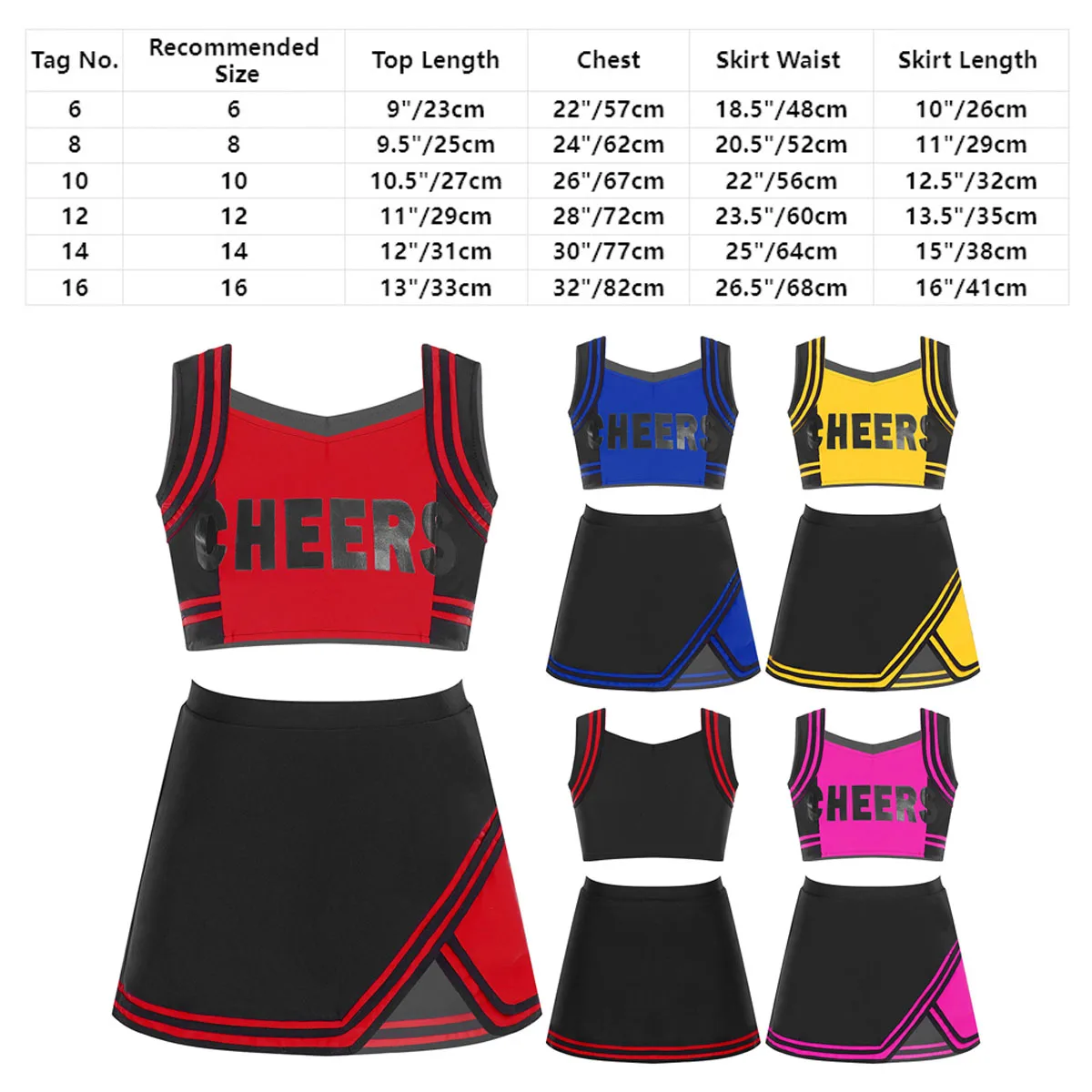 Học Nữ Cổ Vũ Dancewear Bộ Trang Phục In Chữ Crop Top Với Váy Bộ Đội Cổ Vũ Đồng Phục Cổ Vũ Vũ Trang Phục