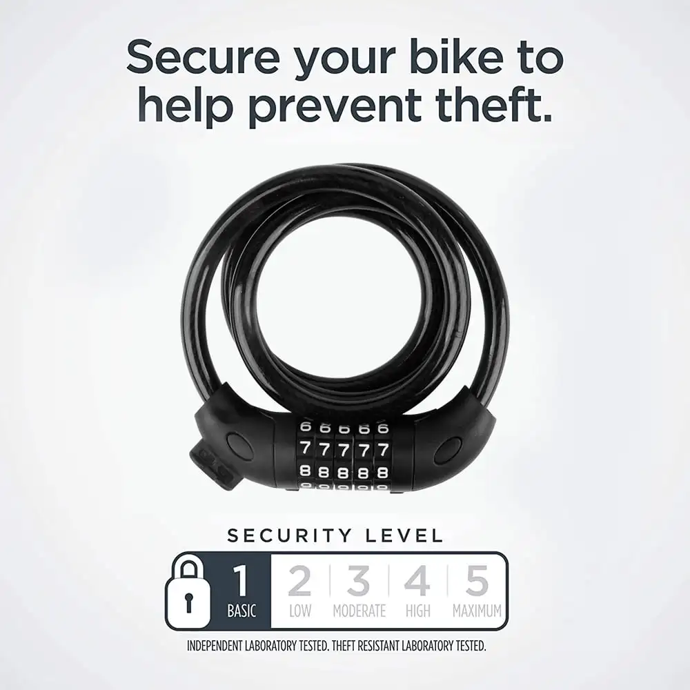 Bike Lock with Combination 4 ft Bicycle Lock Secure 5 Digit Resettable Cable Lock