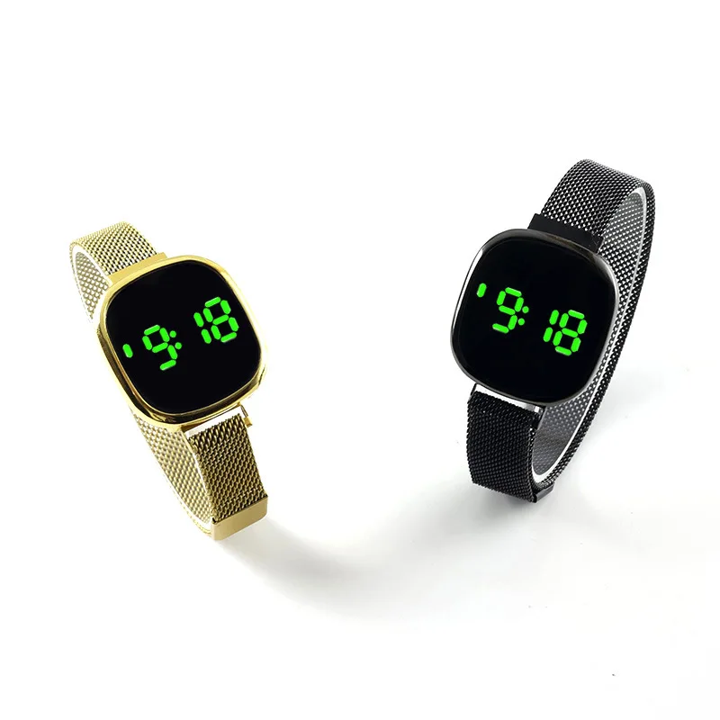 Fashion Digital Men's Women's Watches Luxury Stainless Steel Link Bracelet Wrist Watch Band Electronic Male Female Clock Gift