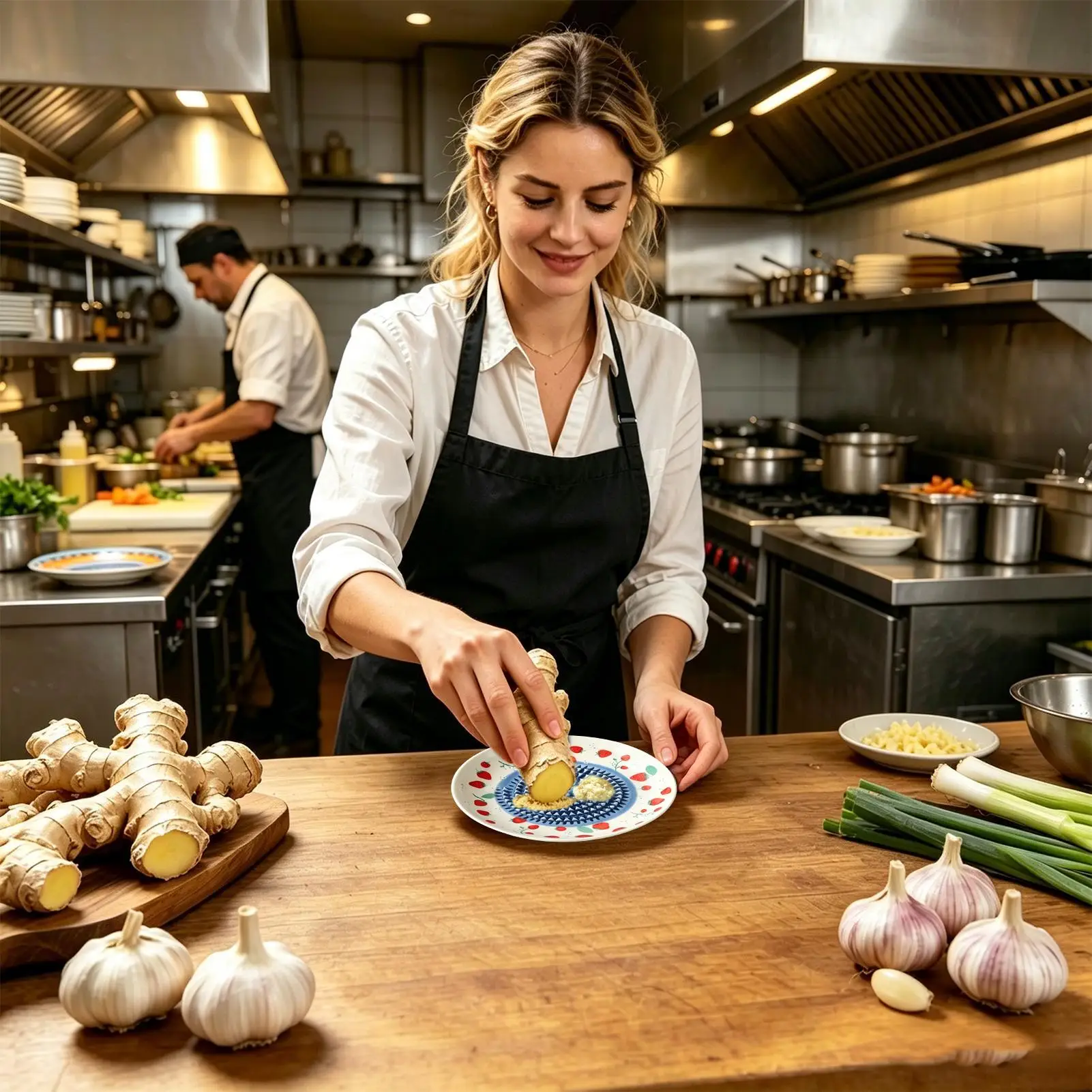 Rallador de Cerámica Redondo para Ajo y Jengibre, Herramienta Manual para Moler Verduras y Frutas para Uso en la Cocina