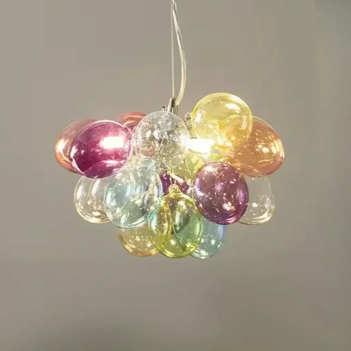 Colored Glass Ball Bubble Chandelier Balloon Chandelier Nordic Design Living Room Bedroom Home Decoration Pendant Light Lustre