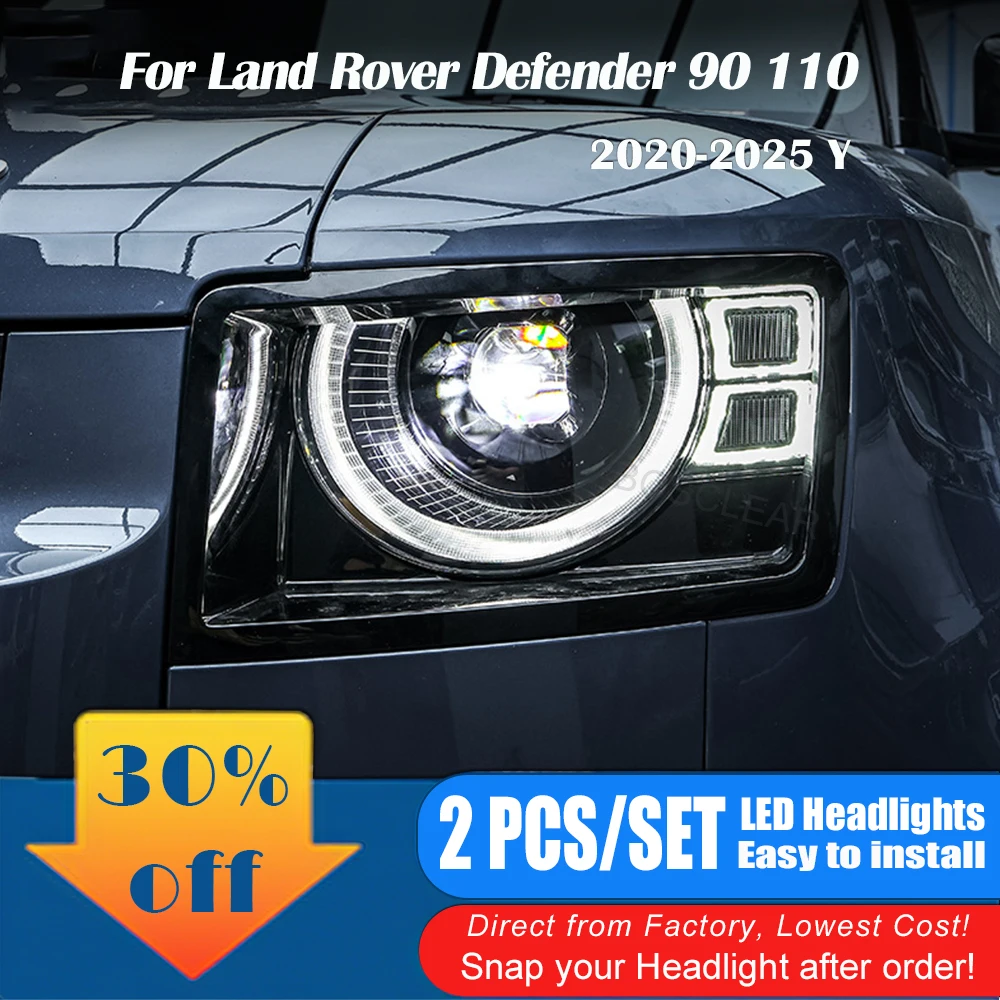 For Land Rover Defender 90 110 LED Headlights 2025 2024 2023 2022 2021 2020 Headlamps  Daytime Running Lights DRL Turn Signal