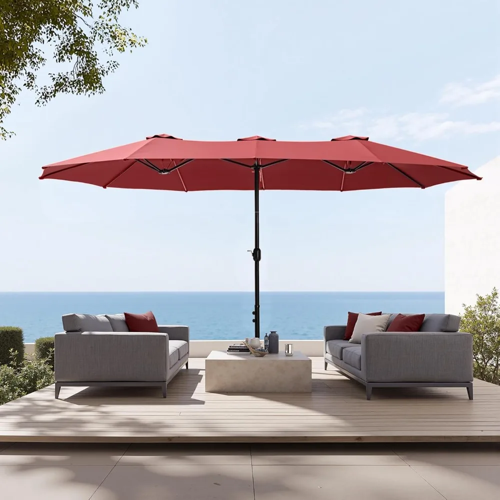 

15 ft Extra Large Patio Umbrella with Base Included, Rectangular Outdoor Umbrella Heavy Duty.Market Umbrella Fade Resistant.