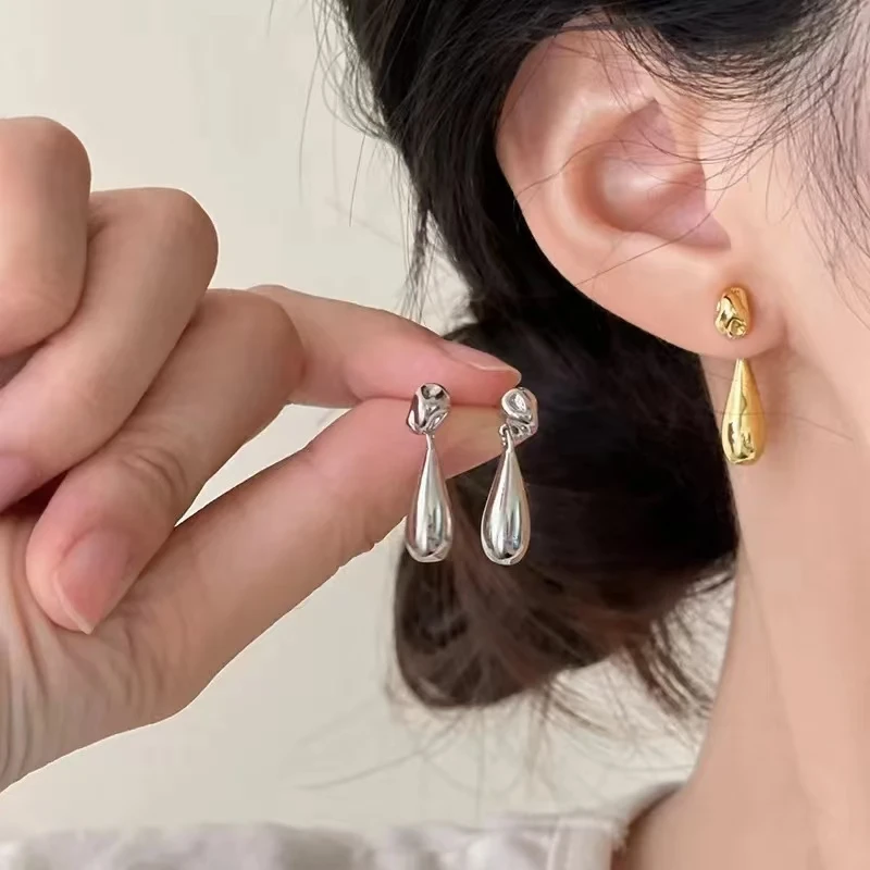 

New Style Duplicate Earrings Women Simple Droplet Earrings High-End Fashion Personality Niche Design Light Luxury Temperament