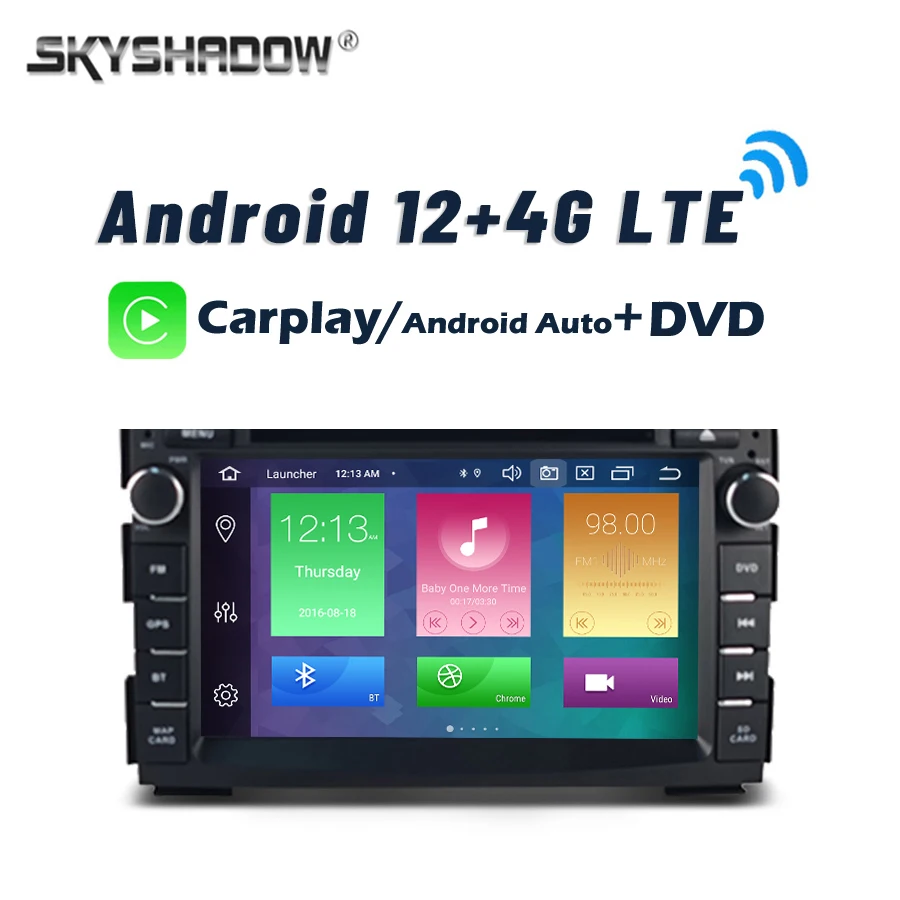 DVD Carplay 4G LTE IPS DSP Android 12.0 8G+128G 8Core Car DVD Player GPS Wifi DVR camera Radio Bluetooth For Kia Ceed 2009 -2012