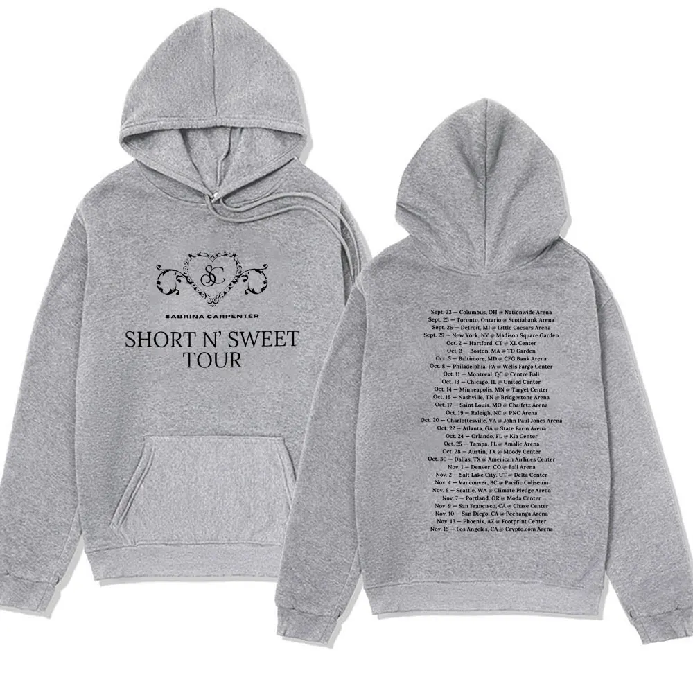 Sabrina Carpenter Short N' Sweet Tour Letter Print Hoodie Autumn Winter Long Sleeve Fleece Sweatshirts Men Women Oversized Hoody