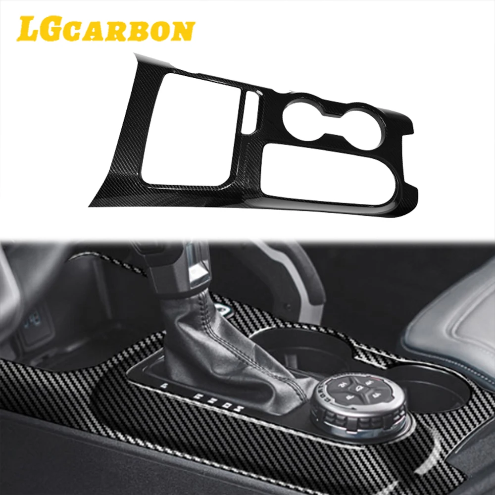 LGcarbon Real Carbon Interior Gear Shift Panel Frame Cup Holder Cover Trim For Ford Bronco 2023+