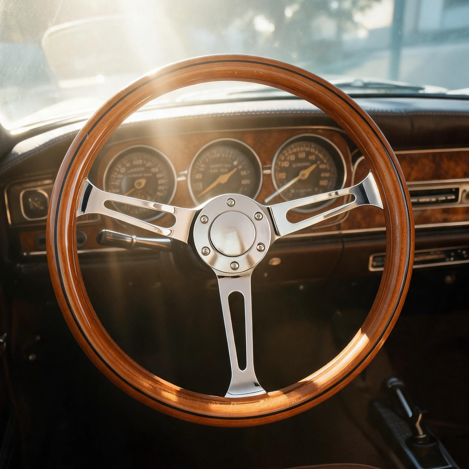 Universal 15 Inch Solid Wood Racing Car Steering Wheel 380mm Wood Auto Sports Drifting Steering Wheel Racing Car Steering Wheel