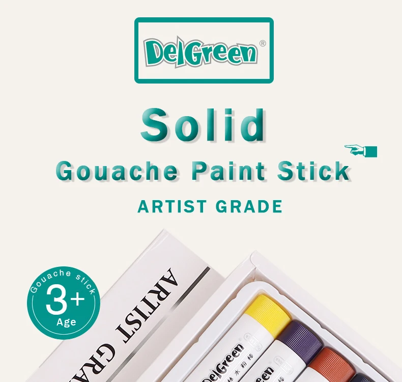 Professioneller fester Gouachestift, Basic/Macaron-Pastelle, Buntstifte, Malerei, Kinder, Zeichnen, Kunstbedarf, ungiftiger Wachsstift, DELGREEN – Detail 1