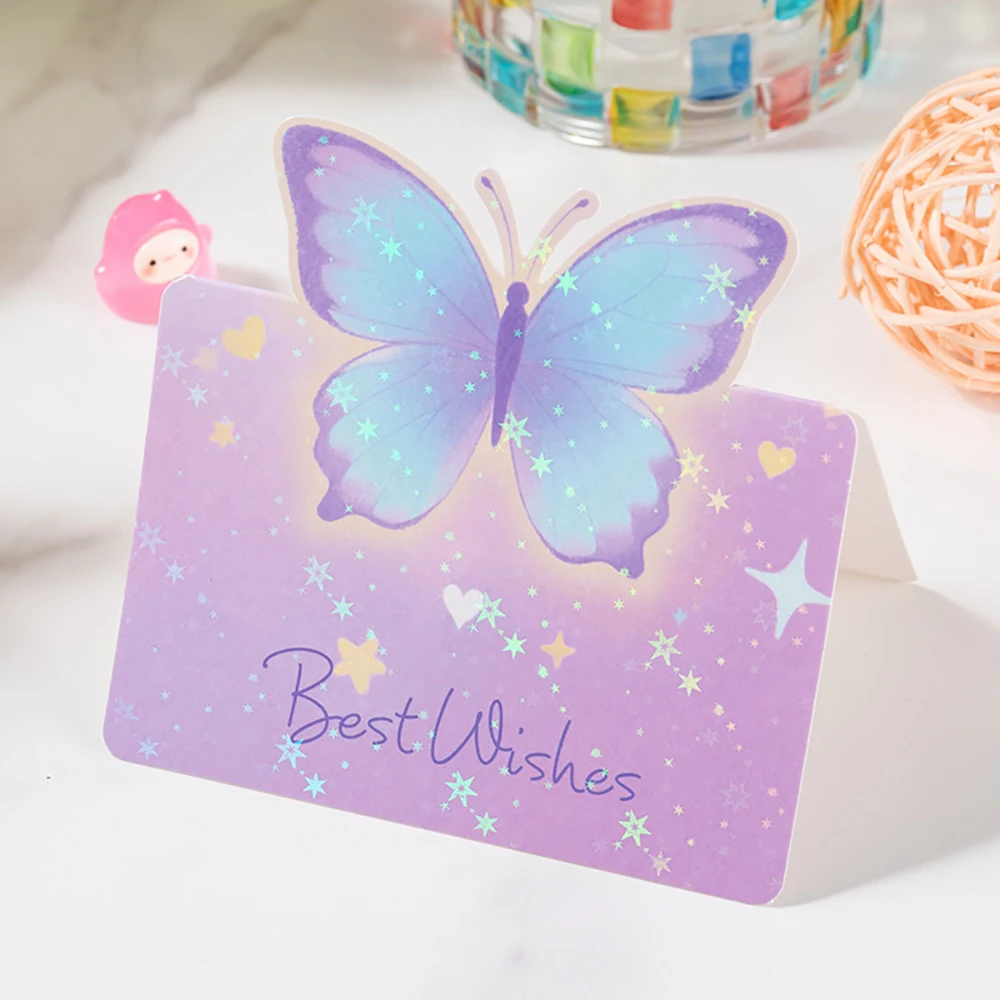 6 قطع من بطاقات المعايدة ثلاثية الأبعاد على شكل فراشة، بطاقة تغليف هدايا نعمة إبداعية لمتجر الزهور #5
