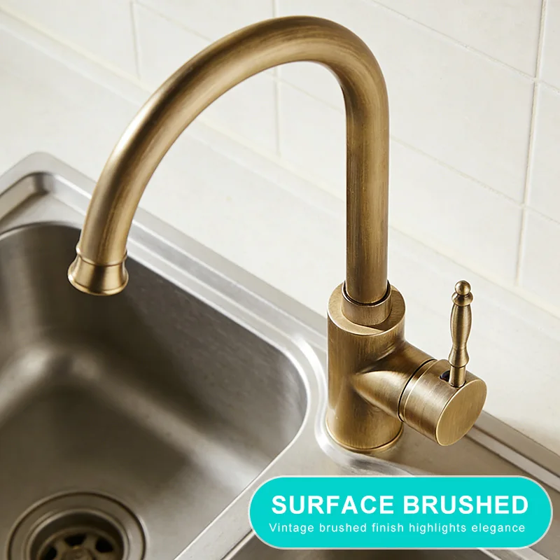 MOLI Retro antique kitchen faucet Crane For Kitchen Hot and Cold  Water Taps Sink Mixer All copper body ML977