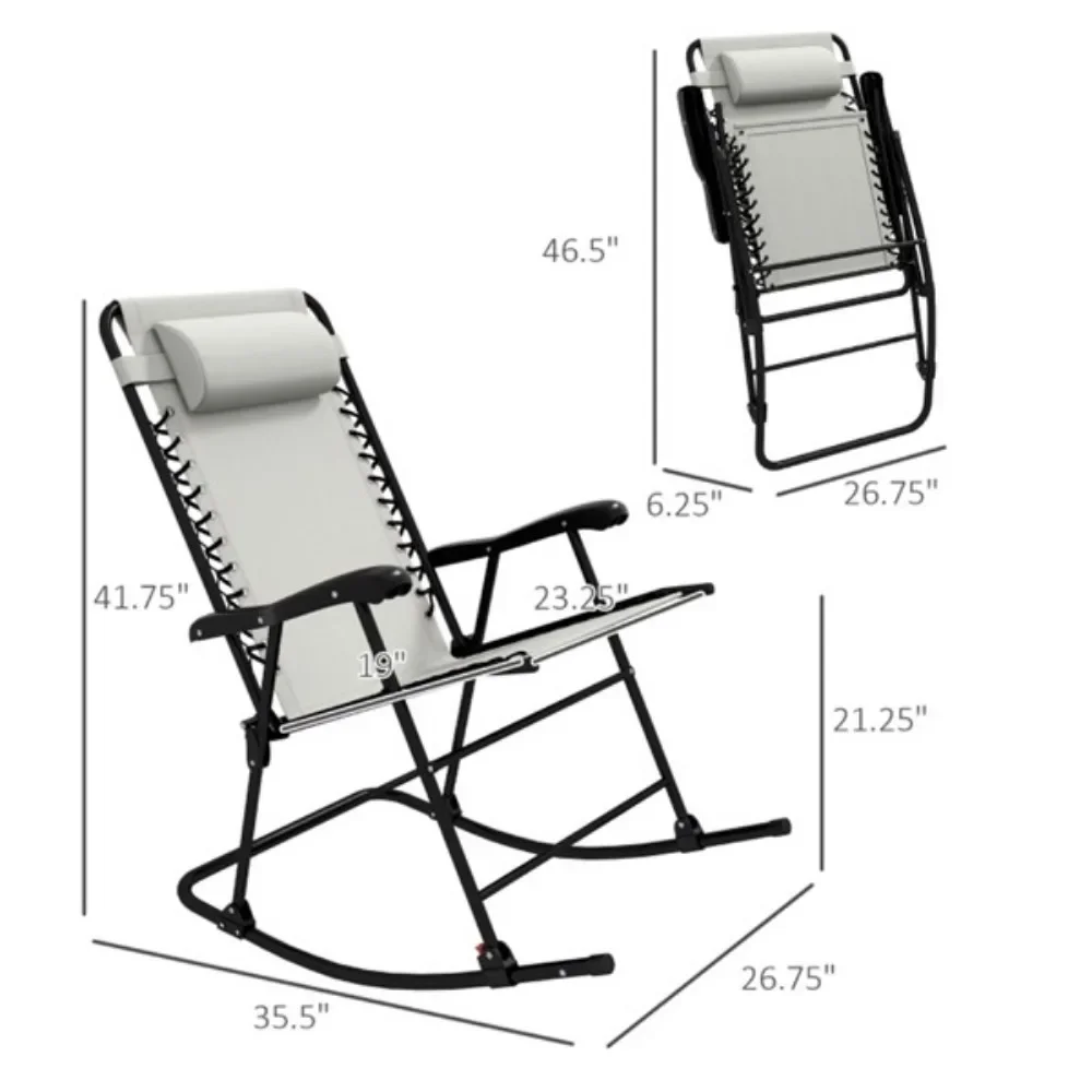 Two portable rocking chairs that can accommodate two adults foldable design for easy movement and storage of the headrest