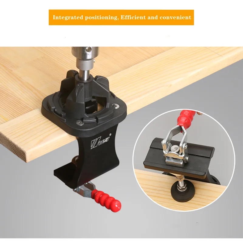 Concealed Hinge Jig 35mm Cabinet Hinge Boring Jig Kit Aluminum Alloy Drill Guide Locator W/ Self-Fixture Clip and Drills