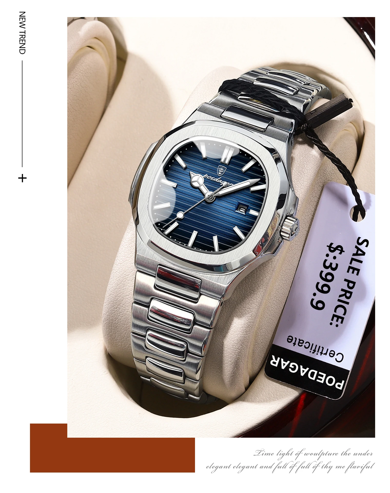 POEDAGAR Luxus Damen Quarzuhr Datum Wasserdicht Leuchtende Damen Armbanduhr Edelstahl Mode Uhren Für Frauen Reloj – Detail 11