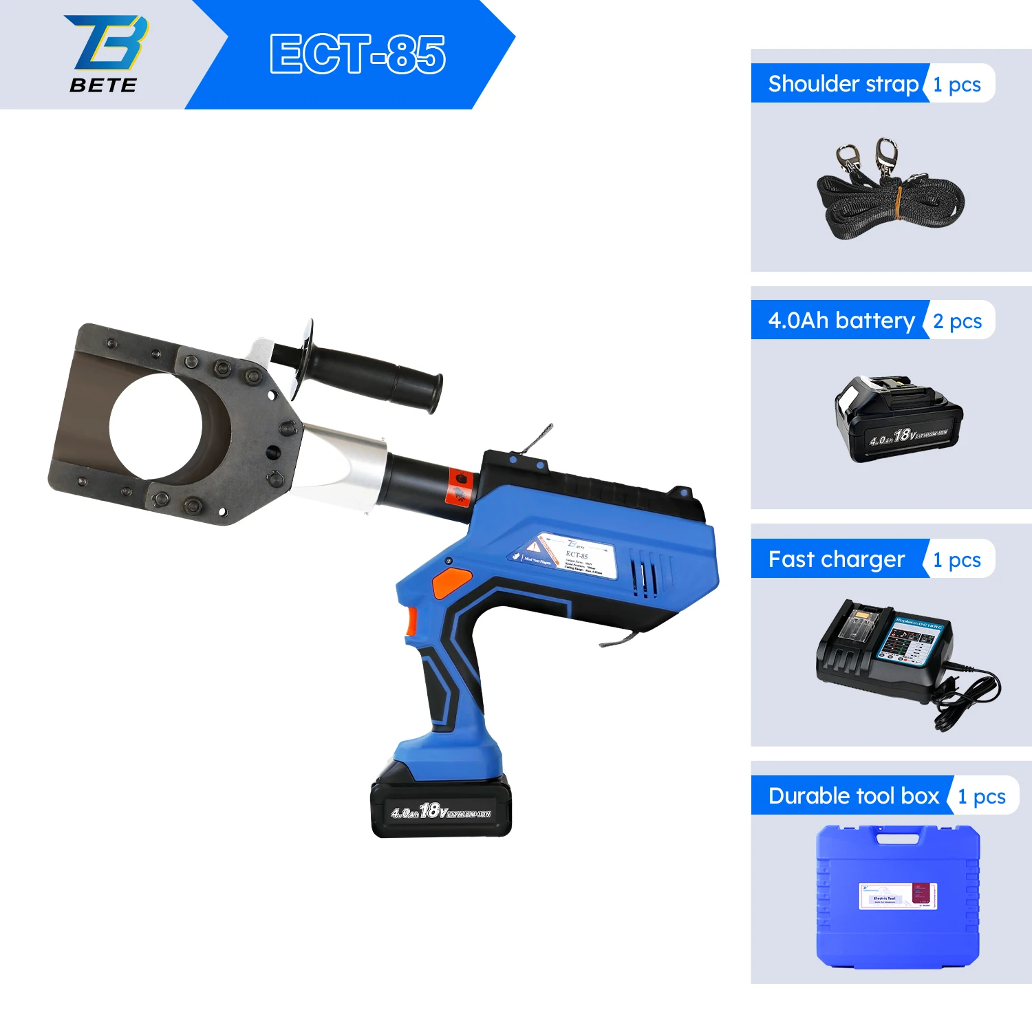 ECT-85 Powerful 85mm OEM Factory CE Approved Cost Effective Hydraulic 18V Battery Cable Cutting Tool
