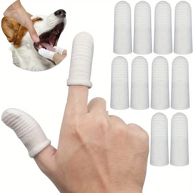 10pcs Pet Two-finger Brushing Finger Cots Remove Tartar Cochlear Clean for Cat Dog Toothbrush Oral Care Finger Cover Pet Care