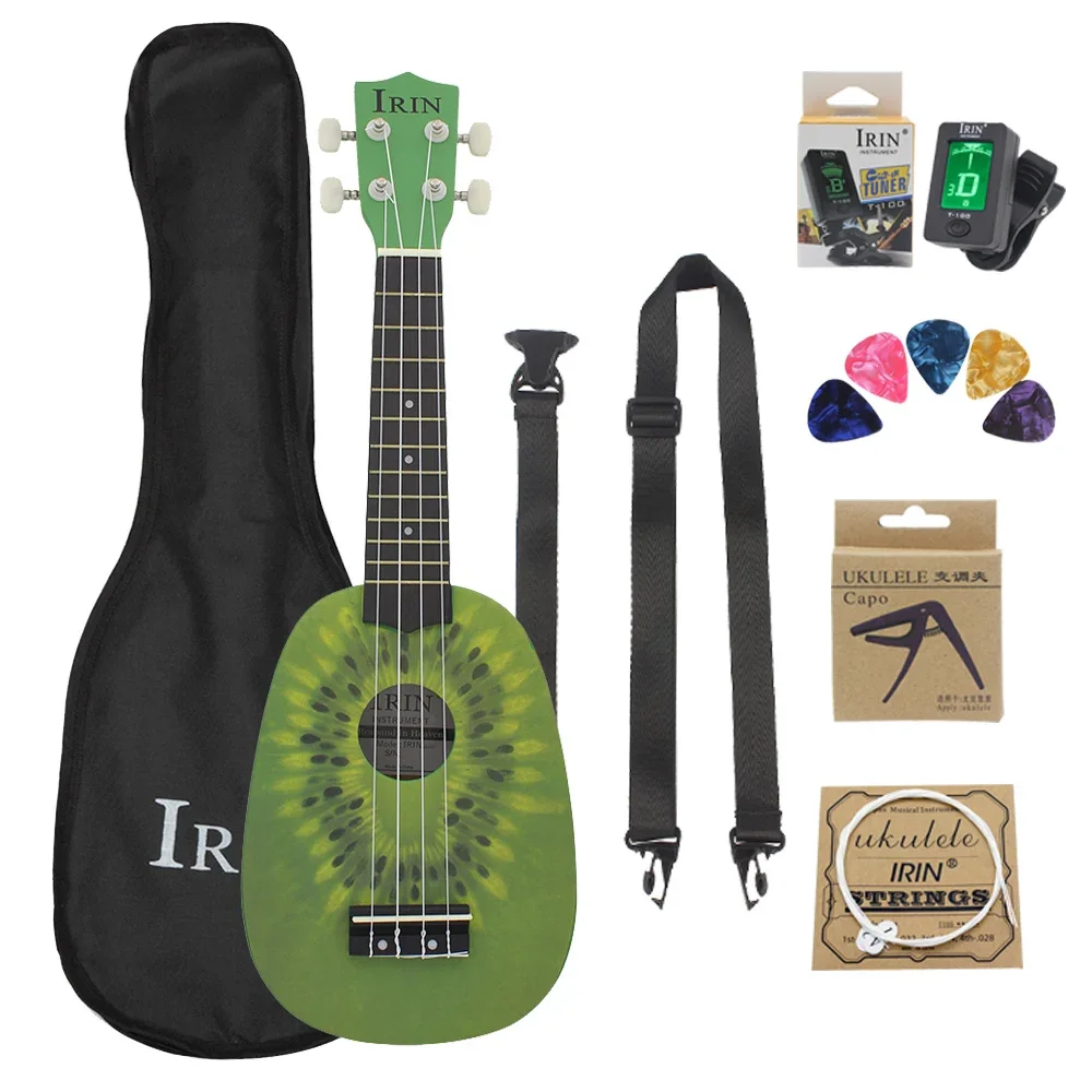 

21 Inch Ukulele 4 Strings Hawaiian Guitar Kiwi Fruit Guitarra Ukulele With Bag Strings Tuner Capo Guitar Parts & Accessories