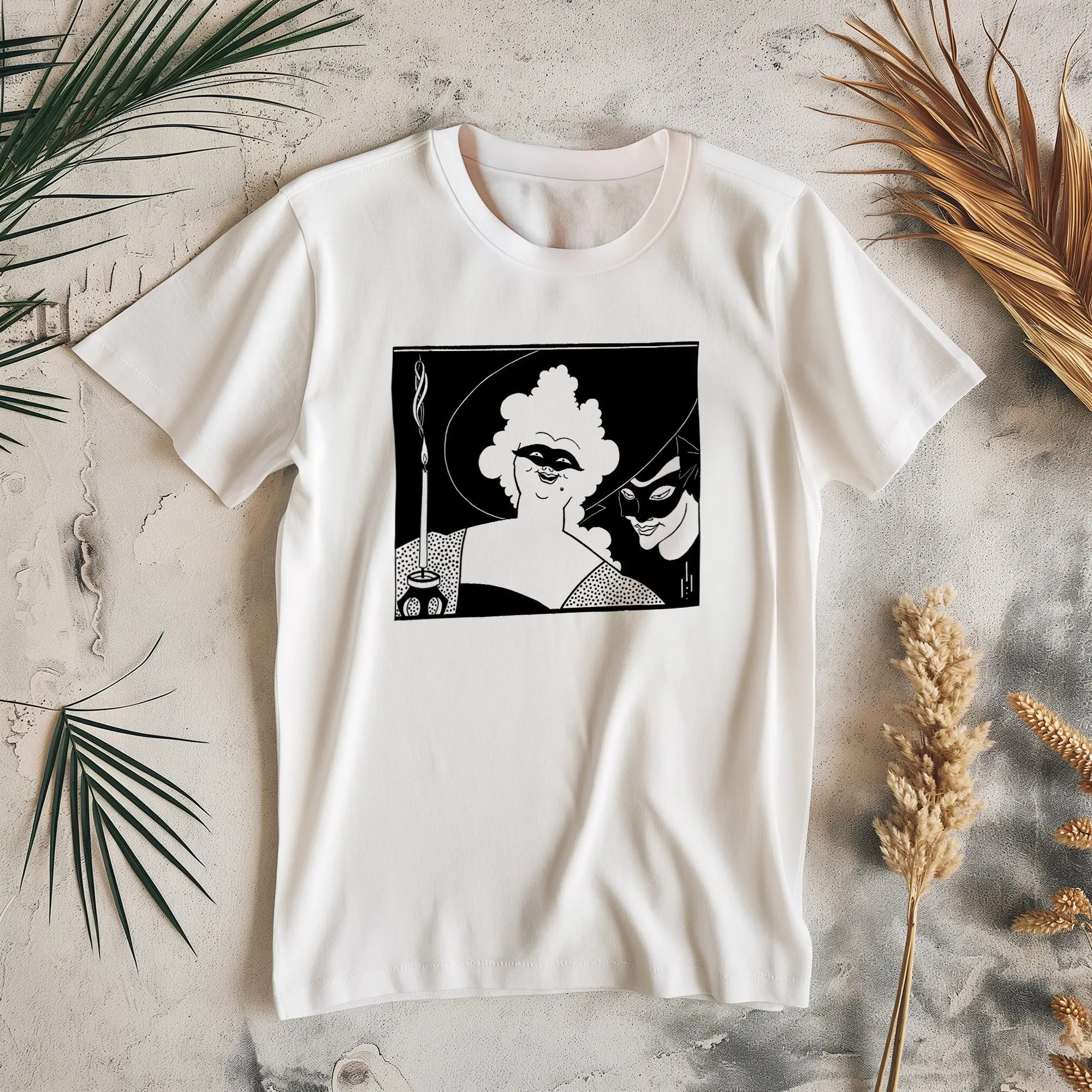 Masquerade T Shirt Adult Organic Cotton Vintage Art Aubrey Beardsley Aesthetic Clothing