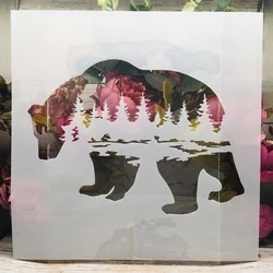 Pochoirs de superposition Big Bear Forest, peinture murale bricolage, scrapbooking, coloriage, gaufrage, modèle décoratif d'album, 30x30cm