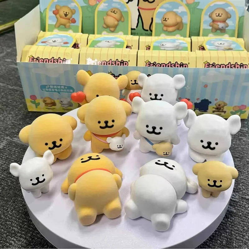 Maltese Friends Enjoy Your Company Blind Box Cute White Golden Dog Anime Figure Surprise Bag Mini Dog Doll Model Toy Gifts