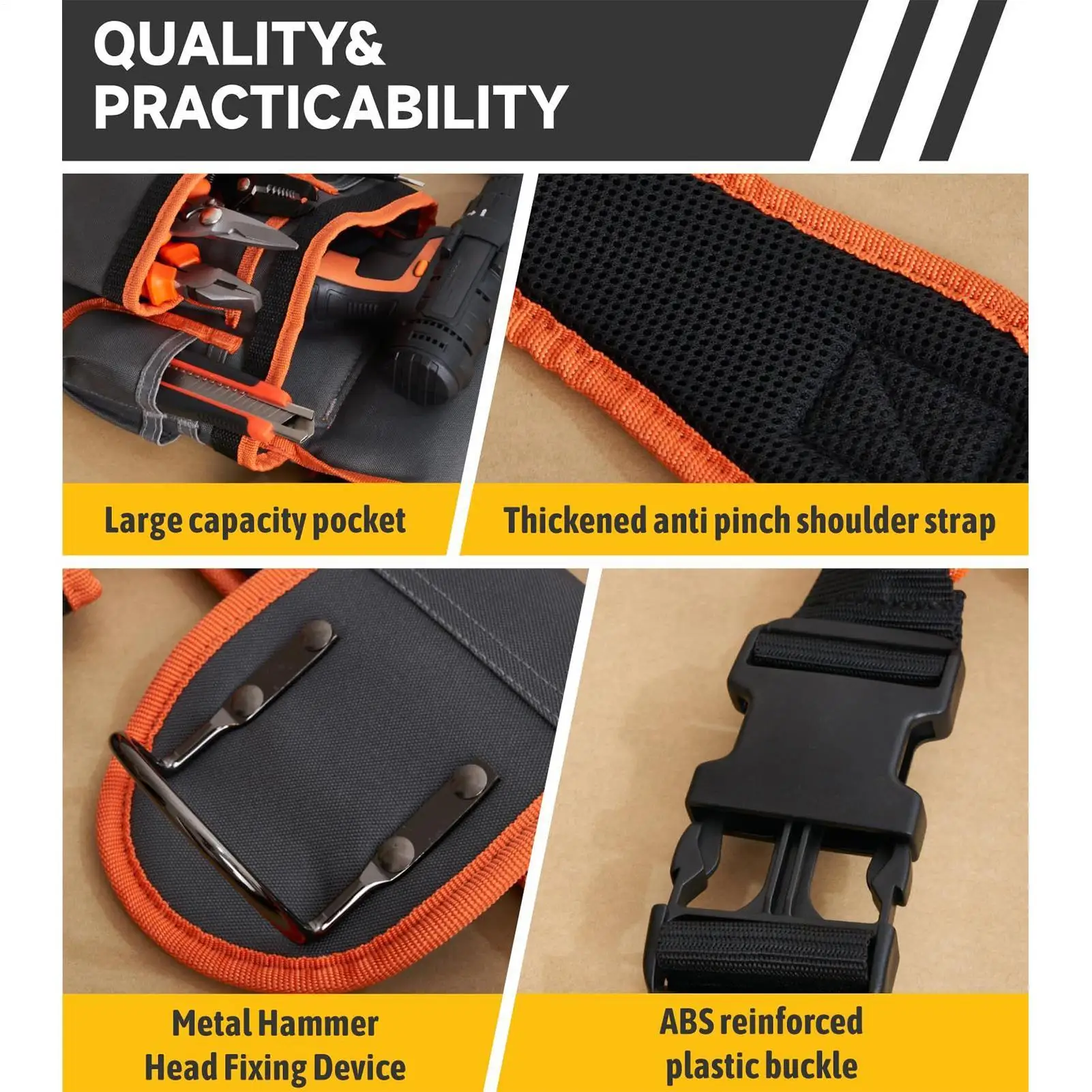 

Сверхмощный ремень для инструментов, регулируемый поясной держатель с подтяжками и 19 карманами для ремонта сантехники электрика