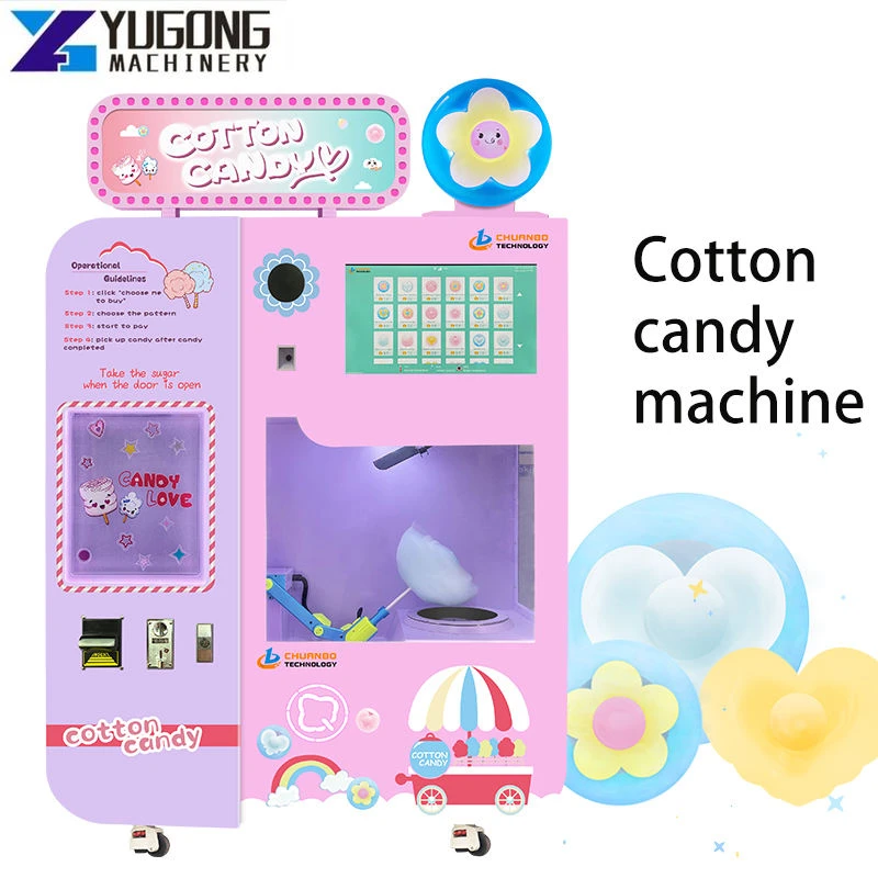 YG Fully Auto Robot Commercial Cotton Candy Making Vending Machine Coin Smart Cotton Candy Machine Cotton Candy Vending Machine