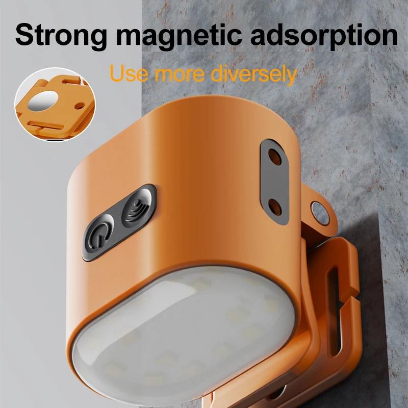 Mini Hat Clip Camp Light  Portable Wrist Light Charging USB C Outdoor Waterproof Flashlight Magnetic Sensor Headlight Camping