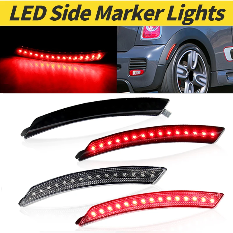 

2 шт. для R59 Roadster R60 Countryman R61 Paceman, боковые габаритные поворотники на крыле, дымчатые/прозрачные линзы, красный свет OEM: # 63132751334