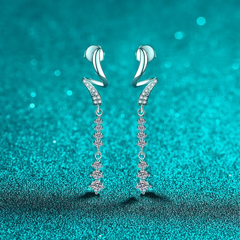 100% 18k White Gold Full Moissanite Drop Earrings With GRA Certified Pass Diamond Test Fine Jewelry Women Birthday Gift Earrings