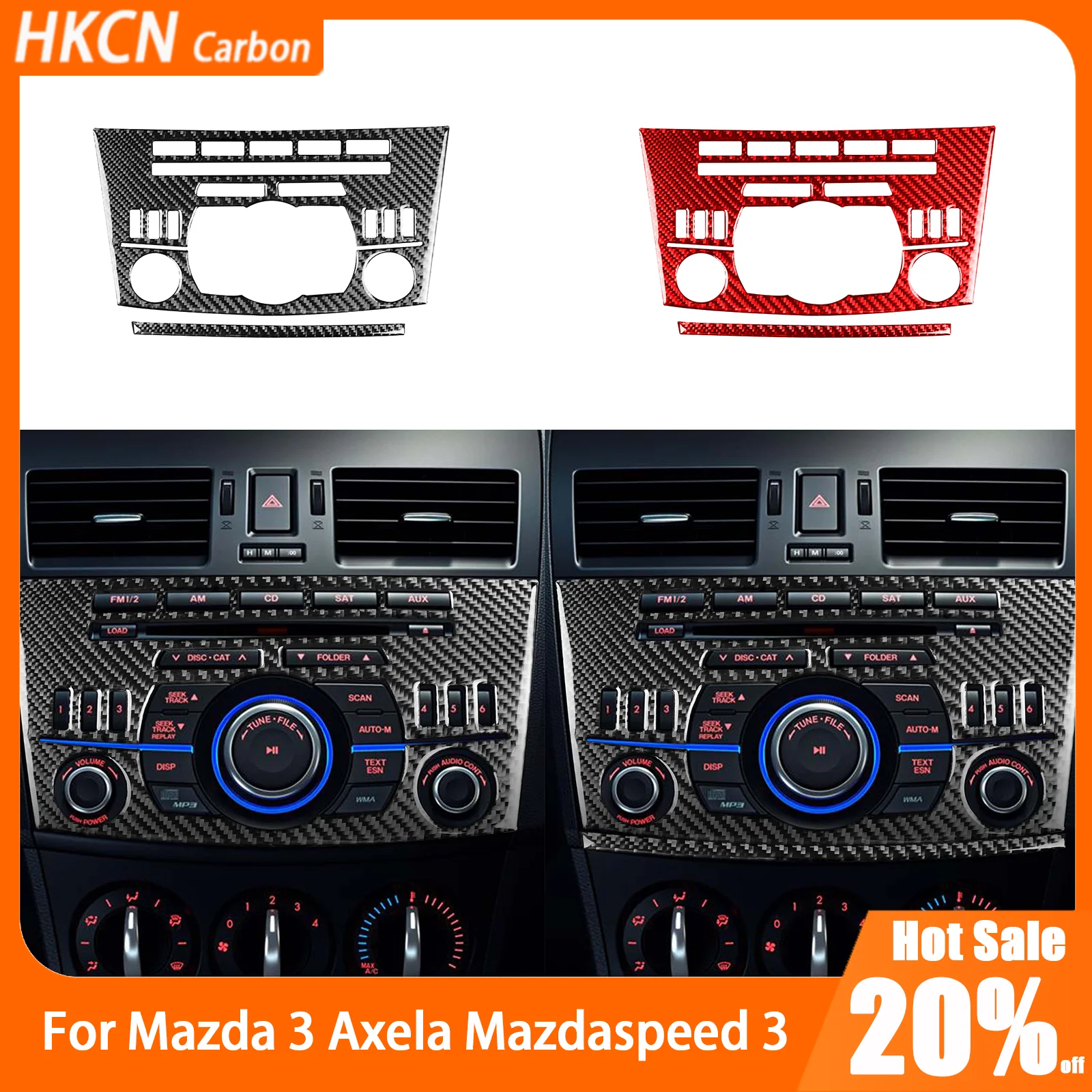 

For Mazda 3 Axela Mazdaspeed 3 2010—2013 Carbon Fiber Center Console Radio CD Panel Car Accessories Interior Cover Trim Sticker