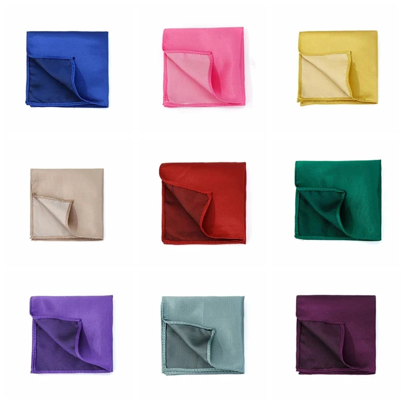 High Grade Handkerchief Pocket Square 24 Striped Solid Colors Formal Business Party Wedding Suit Hanky Accessories Performance