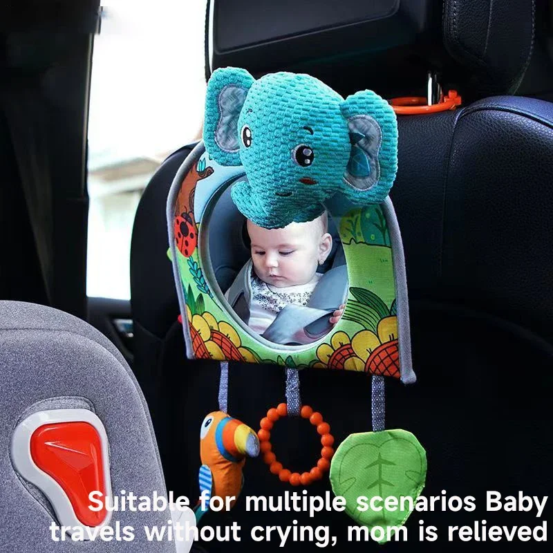 Montessori Baby Car Hanging Toys Colorful with Mini Mirror Interactive Hanging Toys For Attention Transfer Newborn Stroller Gift