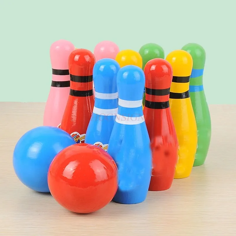 

Children's Solid Wood Bowling Toys Cartoon Animal Bowling Baby Sports Set Indoor and Outdoor