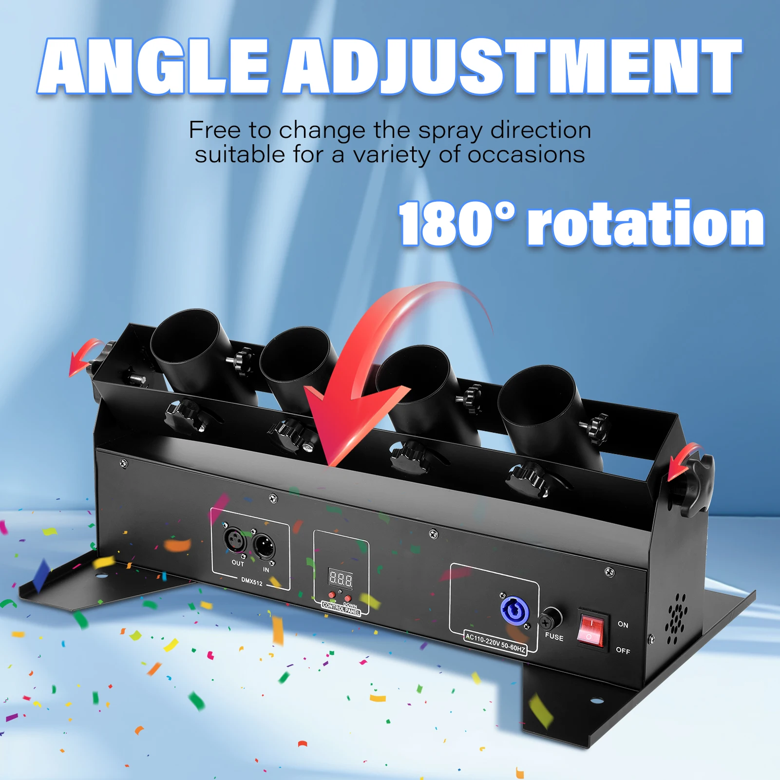 4 رؤوس مدفع النثار للتحكم عن بعد، آلة النثار لأحداث عيد الميلاد الموسيقية