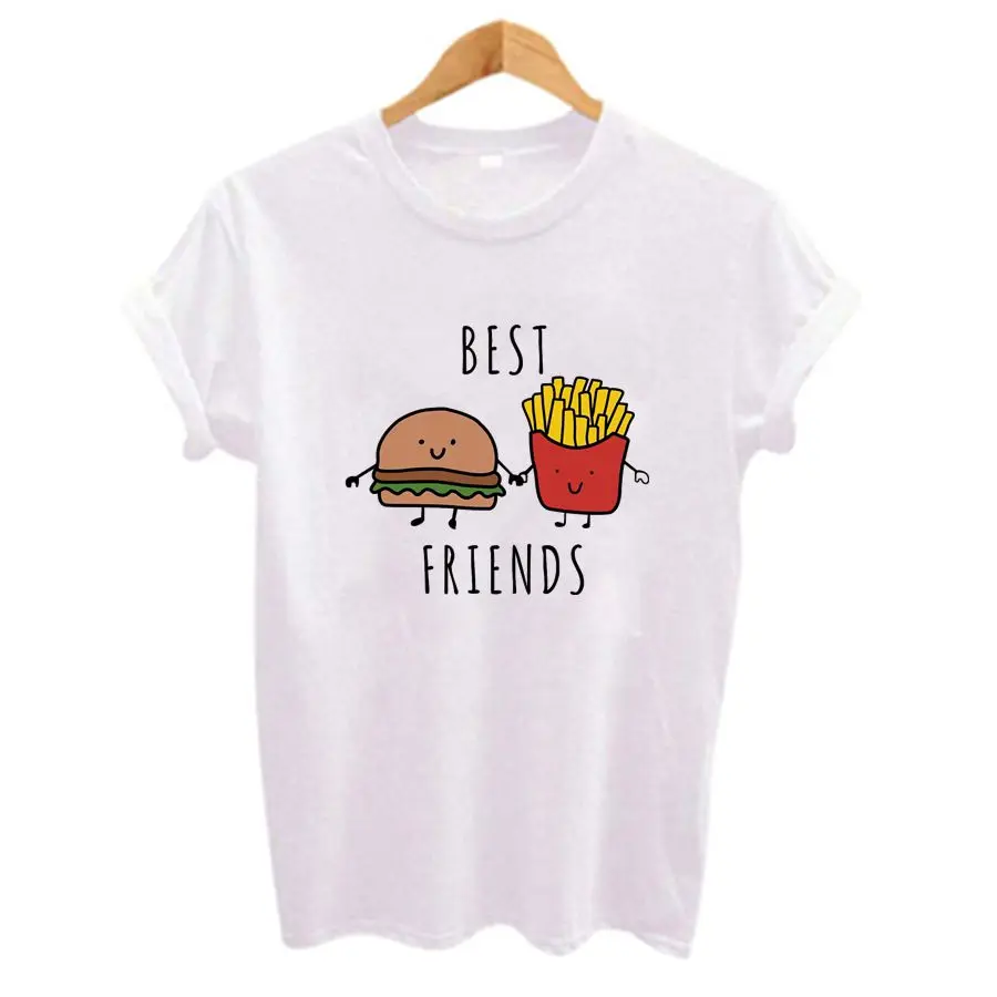 Burger and Fries Print Women t shirts Summer Casual Short Sleeve O-Neck Funny tshirts Ladies Hot Tops Female Clothes