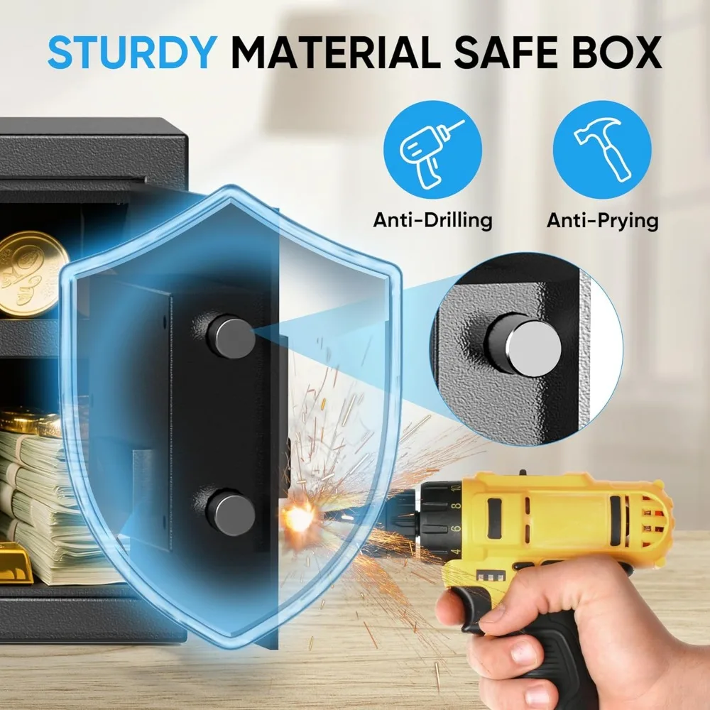 صندوق الأمان للوحة المفاتيح الرقمية مع إنذار للمنزل أو الفندق أو الأعمال - آمن النقود والمجوهرات والوثائق