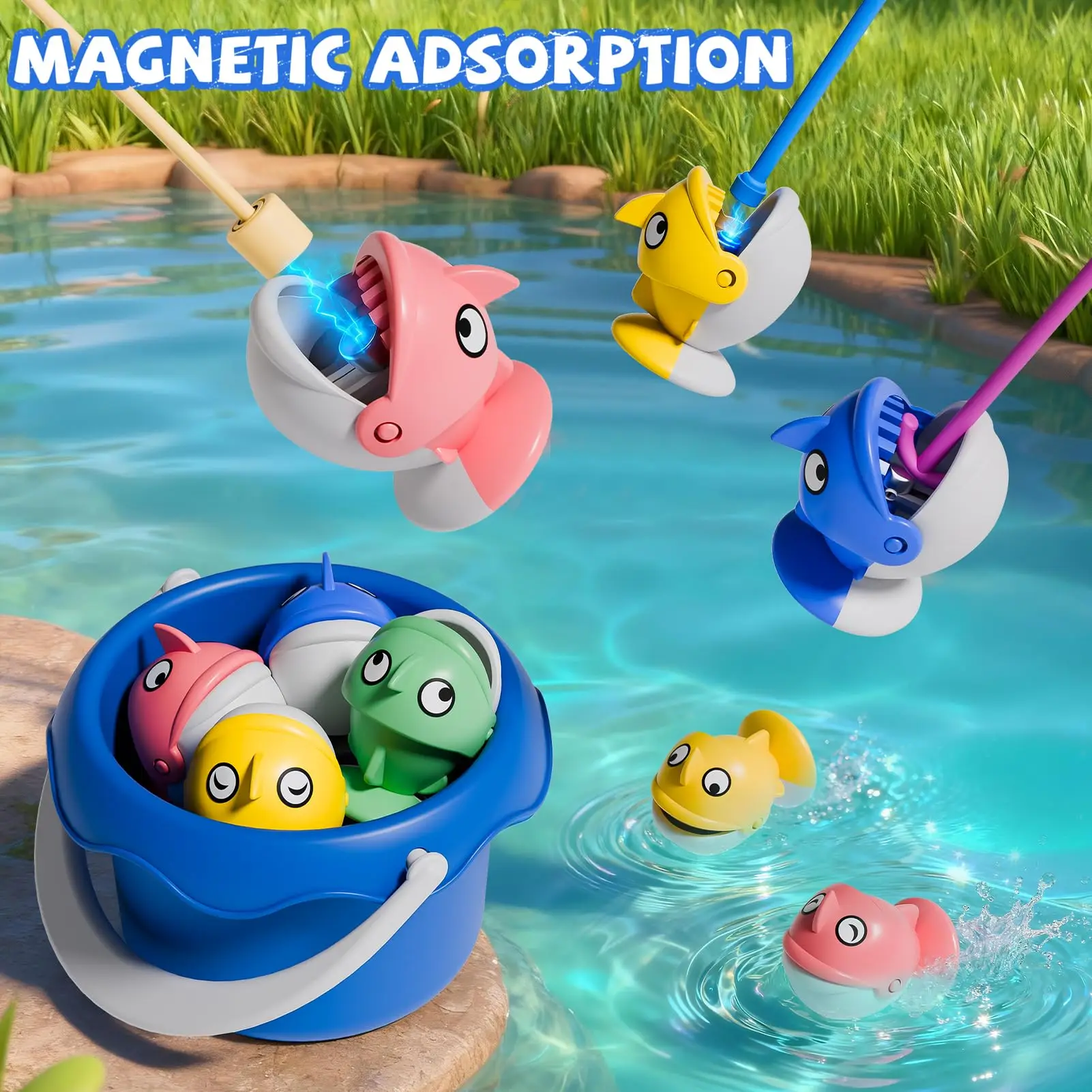 Placa de juego de pesca giratoria magnética, juguete de pesca con música para desarrollar la coordinación mano-ojo para niños, regalos de Navidad y cumpleaños