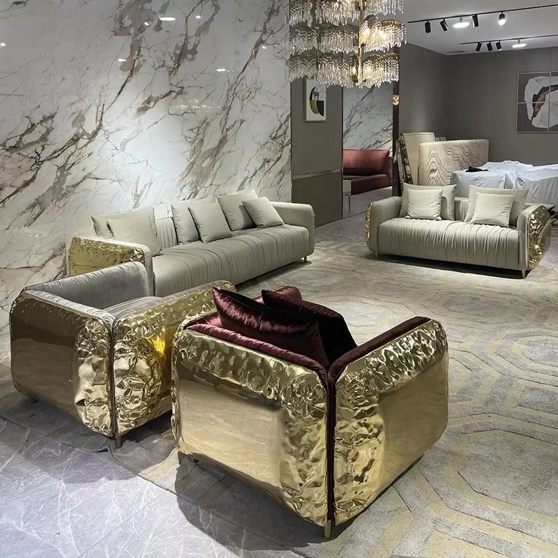 High-end Custom Italian Couches Living Room Solid Wood Fabric Sofa House Villa Sitting Room Luxury Modern Furniture Sofa Set