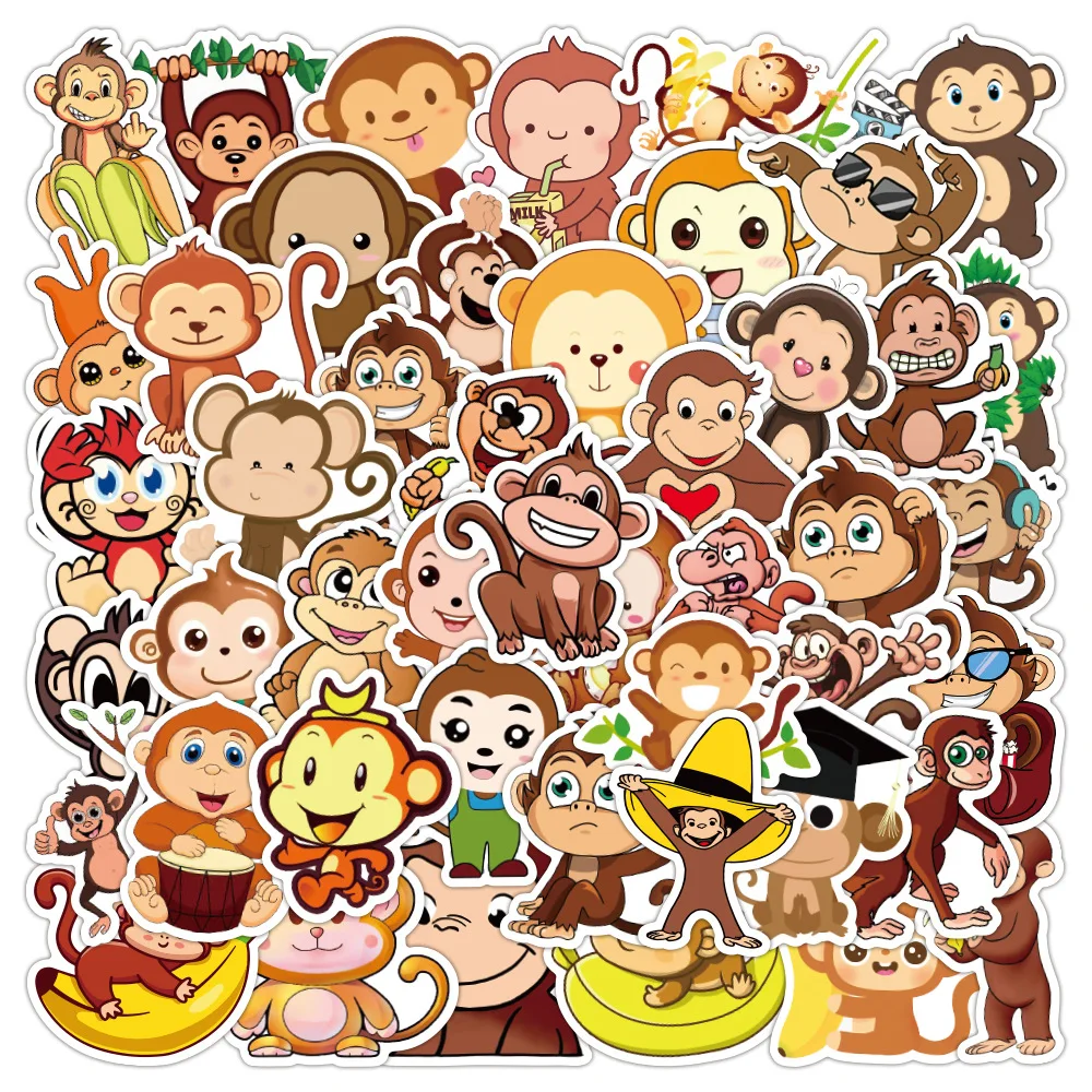 10/30/50pcs  Monkey Cartoon Graffiti Stickers Kawaii Funny Cute Animal  Stickers Kids Toys Motorcycle Water Bottle Decal Sticker