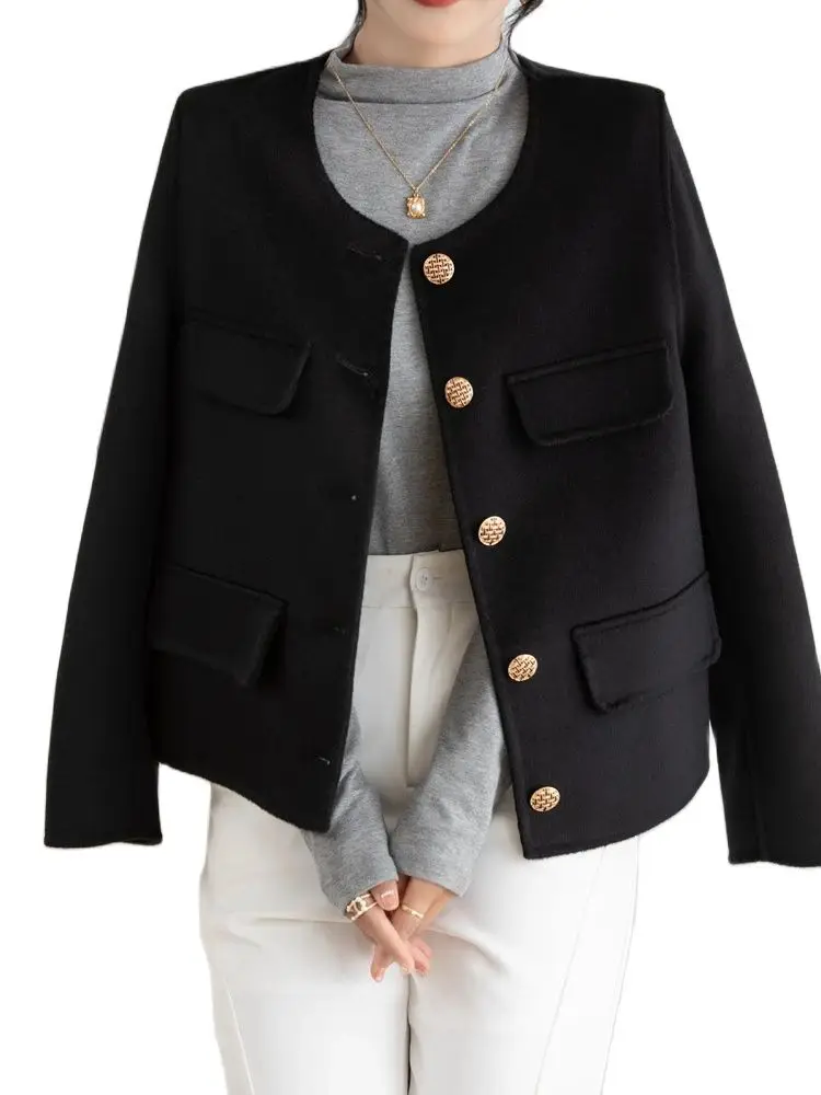 CAIXINGLE 100% Double-sided Cashmere Coat Women Short Slim Fitautumn And Winter Wool Coat