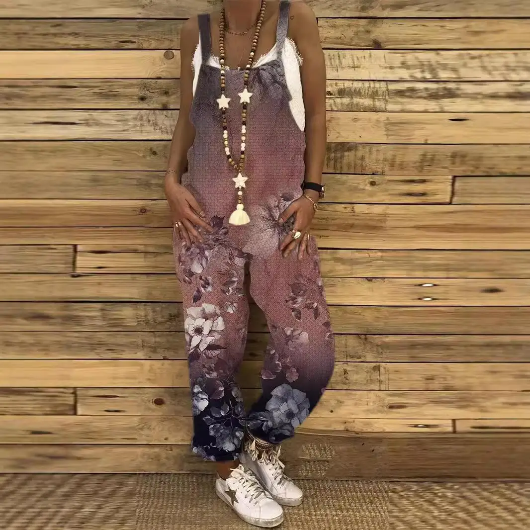 

Bamboo Knot Hemp Women's Small Printed Shoulder Strap Fashionable Ladies' Long Pants Mid-Waist Design No Brand Registered