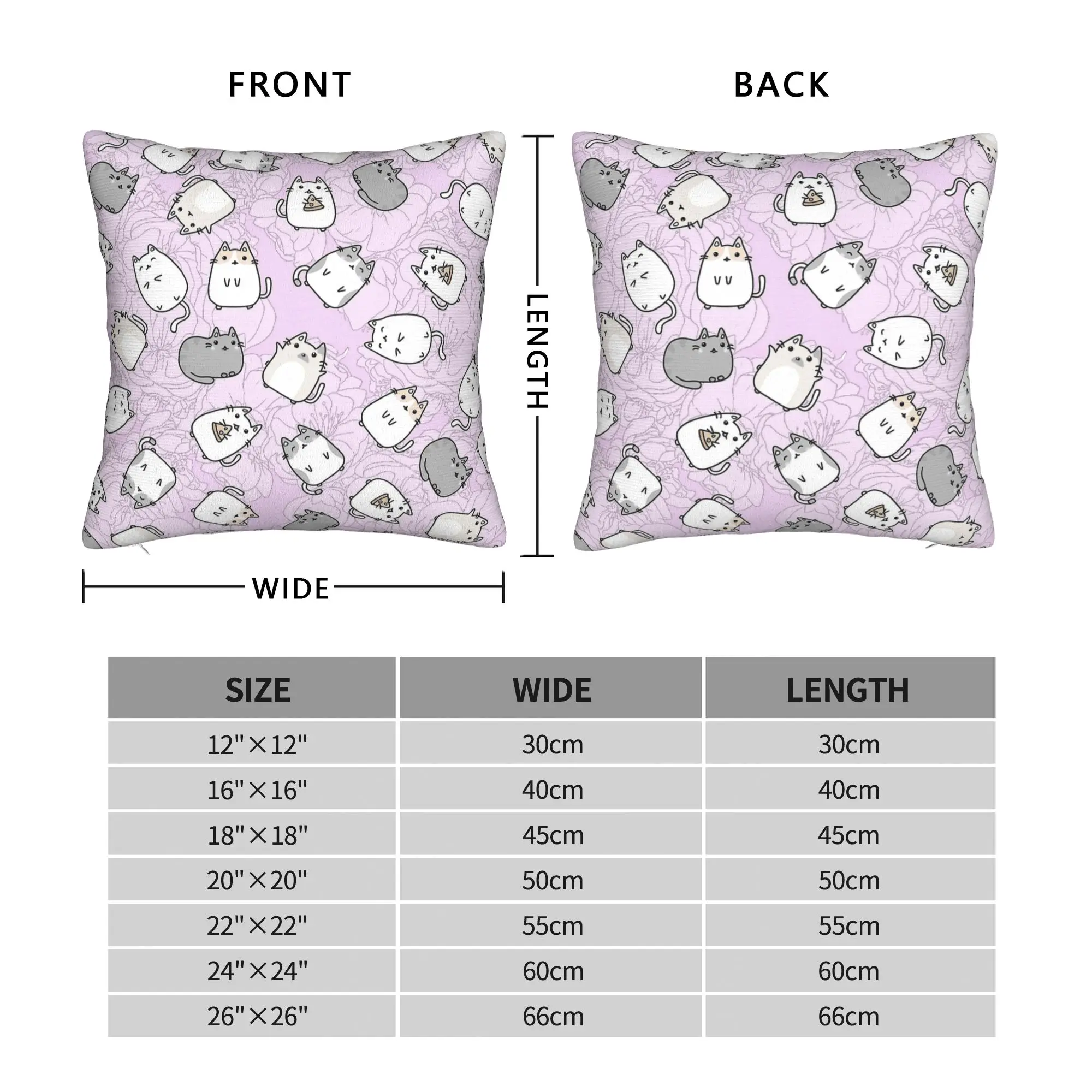 Cute Cat Pattern Square Pillow Cases P-Pusheencats Cushion Covers Awesome Zipper Decor Pillowcase for Home 18"x18" view 3