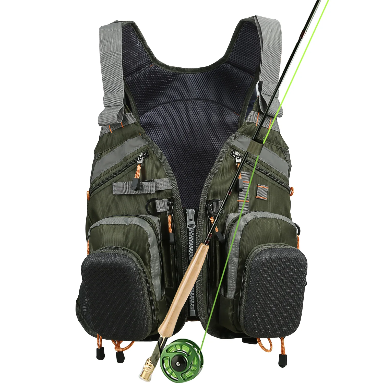 PELLOR Fly Fishing Vest Multifunction Pockets Jacket Outdoor Quick-Dry Mesh Backpack Fish Accessory Bag Travel Photography Vest